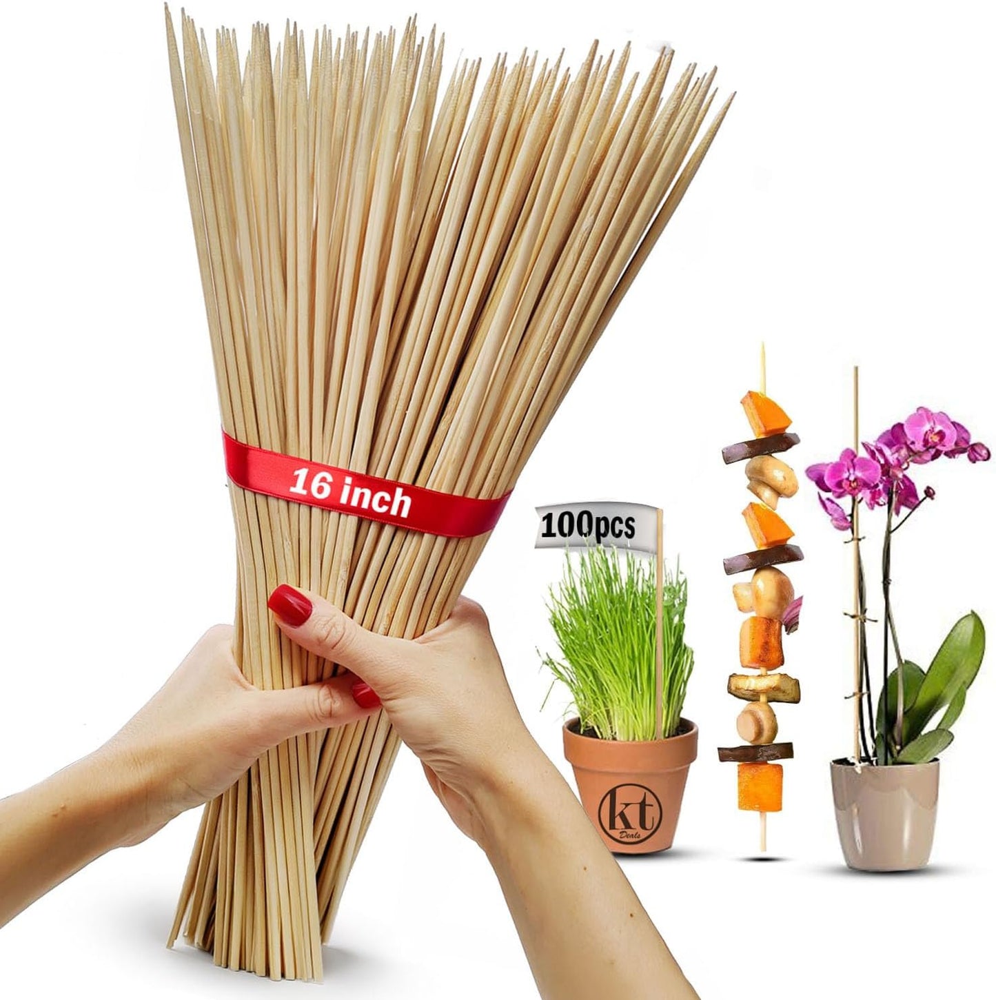 100 Estacas Bambú 16pulg para Jardinería y Manualidades