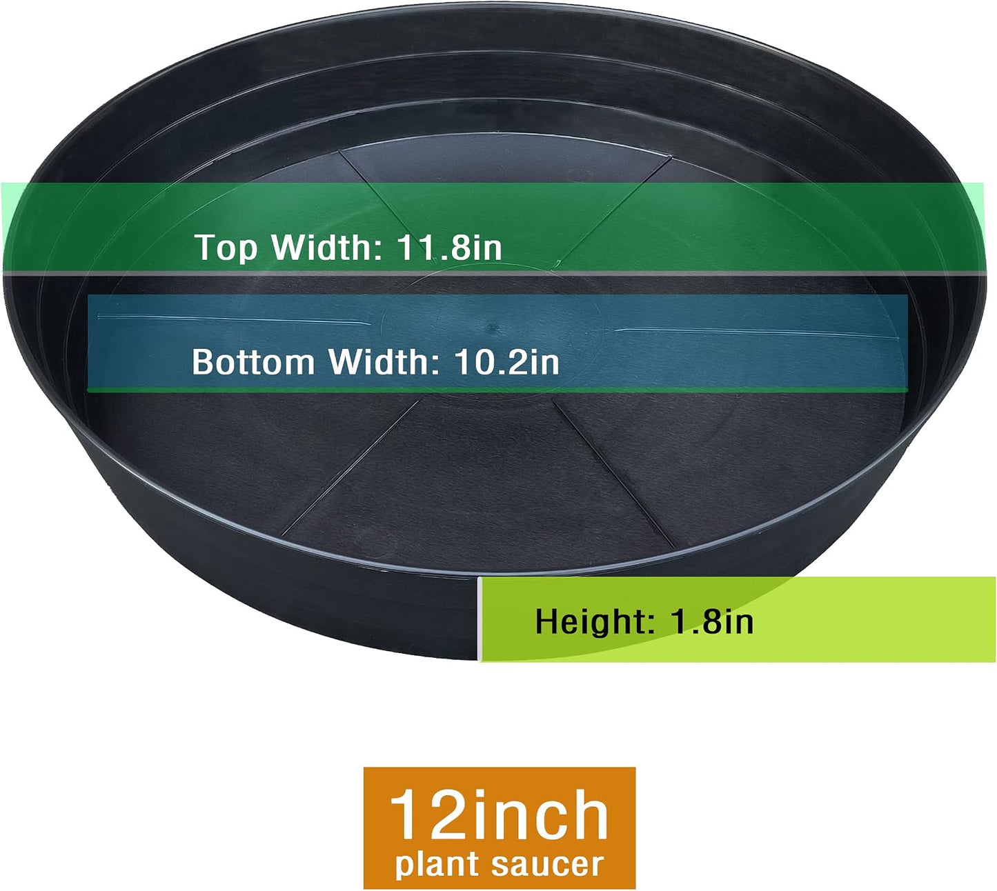Platos plástico para macetas 10-25pulg 12pulg negro