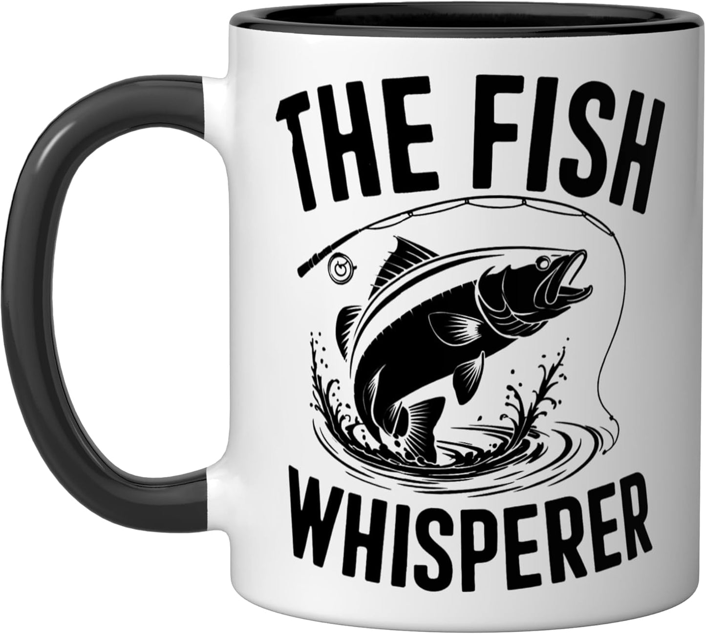 Taza cerámica The Fish Whisperer Master Angler en negro/blanco