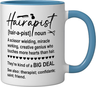Taza cerámica para estilista peluquero barbería blue white