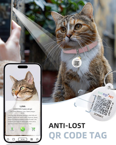 Collar gato con etiqueta QR elástico duradero