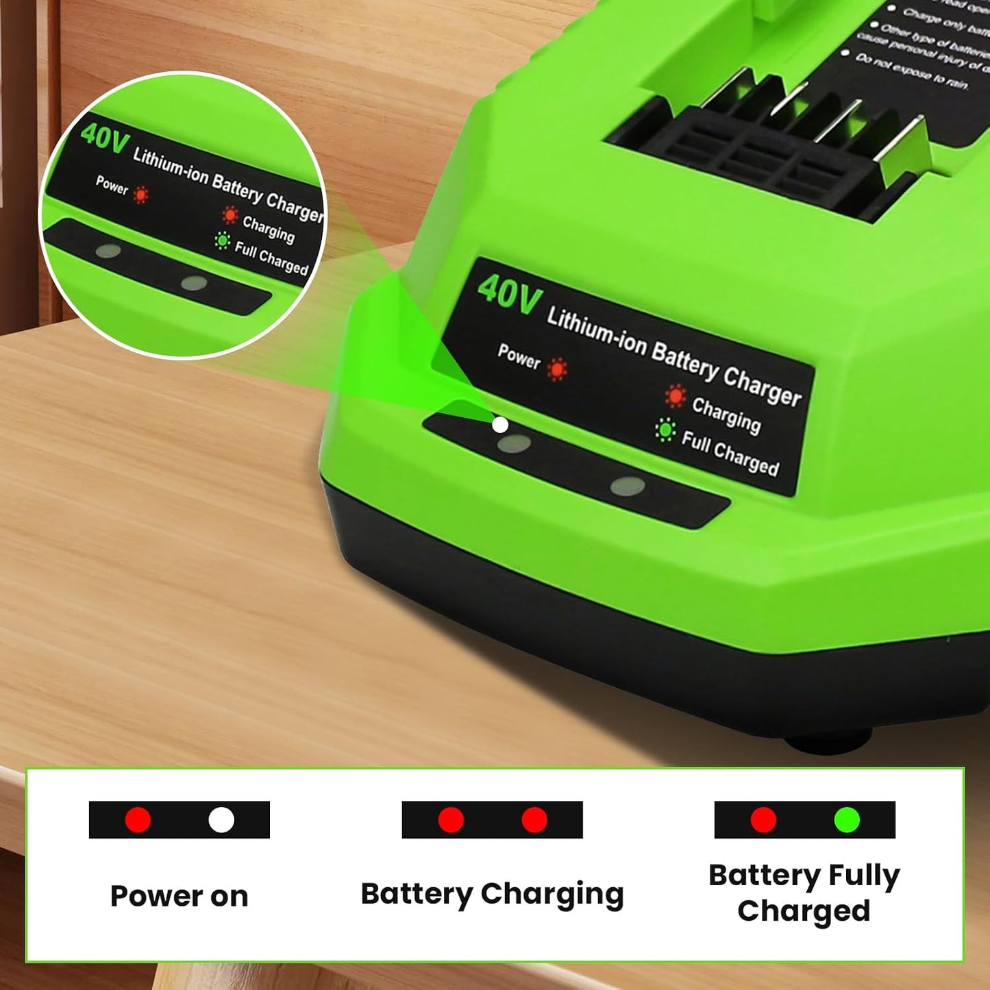 2 Baterías 6.0Ahy Repuesto Greenworks 40V Comp Cargador