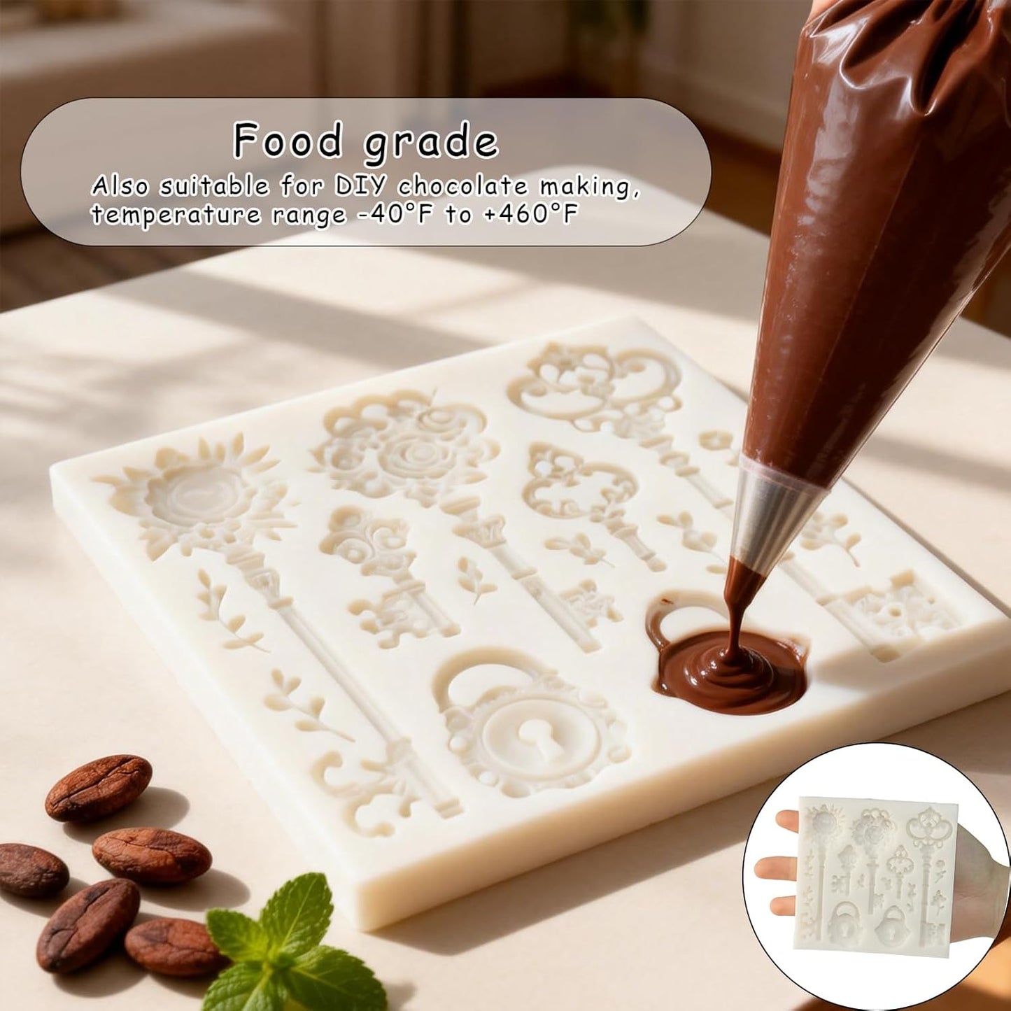 Molde de silicona con diseño flor de llave barroco para cupcakes y decoración