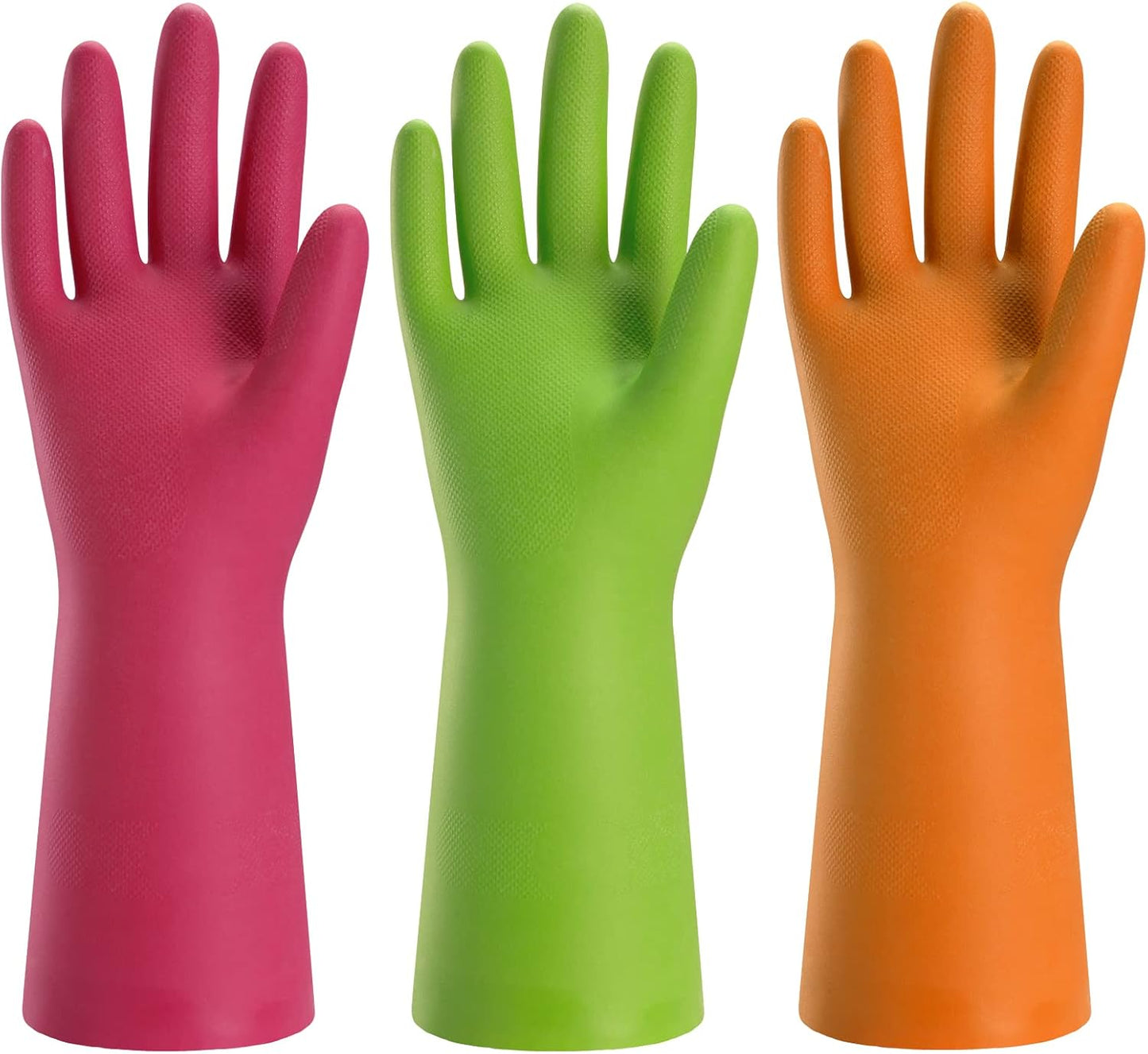 3 Pzas Guantes Goma Limpieza Hogar Reutilizables M Verde Rojo