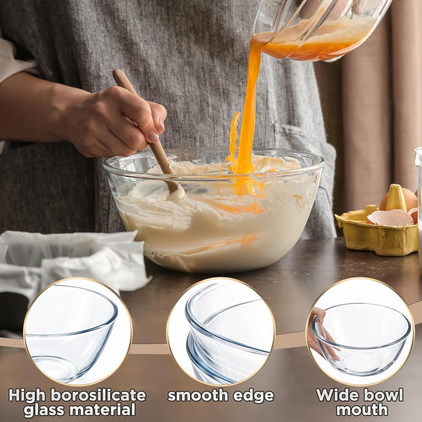 Set 4 Pzas Bowls Vidrio para Mezclar Cocina