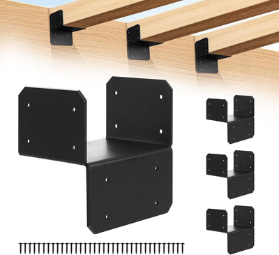 4 Soportes Amarre 6x6pulg Acero Carbono Negro Conector Poste Viga