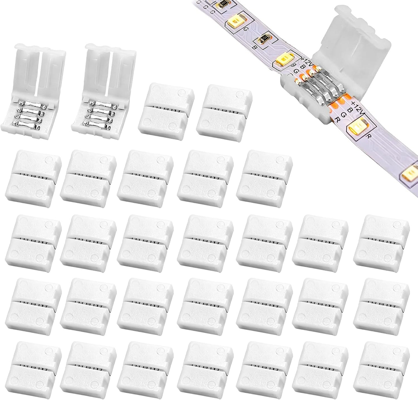 Pack 30 conectores tira LED RGB 0.394pulg sin soldadura