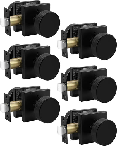 Pomos puerta interior negro roseta cuadrada set 6