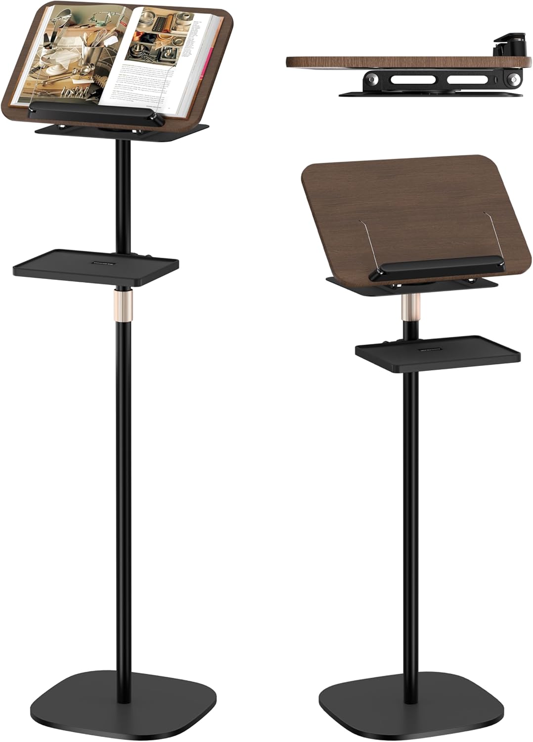 Soporte 2en1 para libros ajustable con clips para lectura