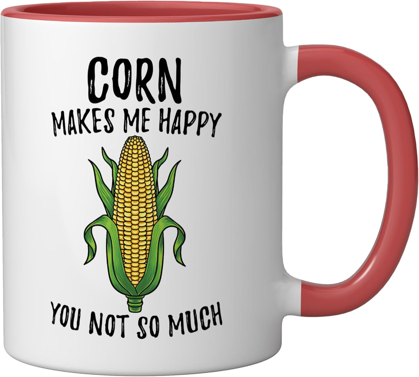 Taza Cerámica Roja/Blanca Corn Makes Me Happy