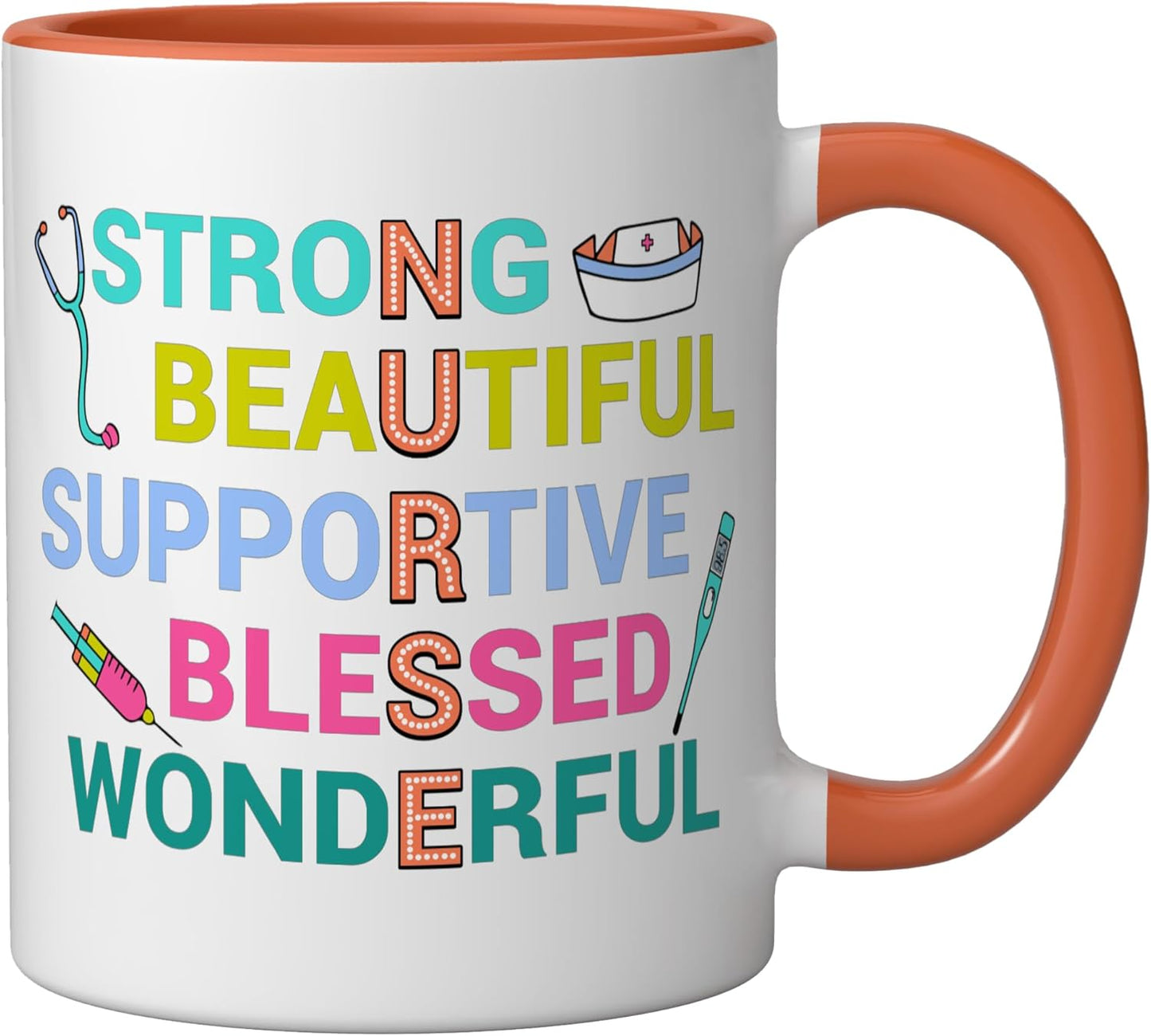 Taza de cerámica para enfermera, naranja/blanco