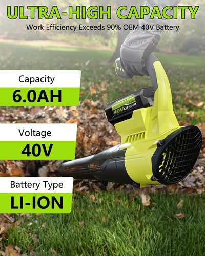 2 Baterías 40V 6Ah y Cargador Ryobi para Herramientas Inalámbricas