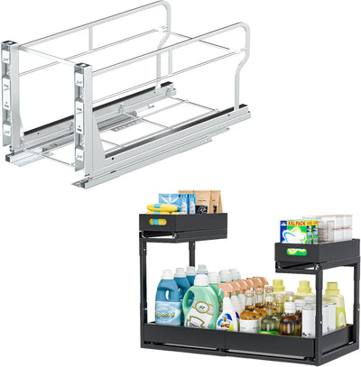 Cubo basura extraíble doble con organizador 2 niveles