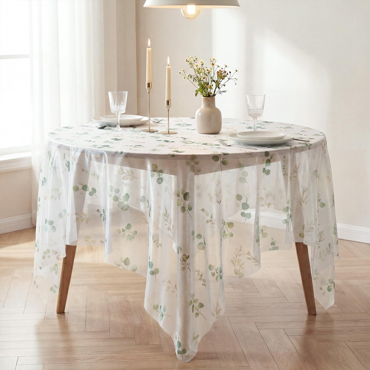 Mantel de tela transparente rectangular 60x84 pulgadas primavera y verano