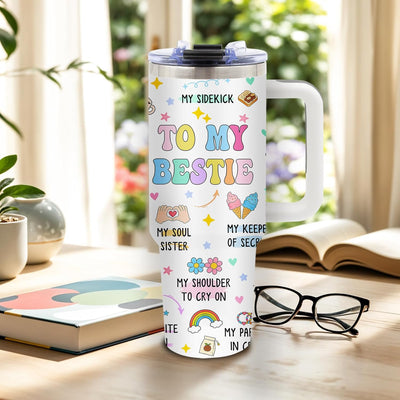 Vaso de acero inoxidable con asa regalo para mejor amiga