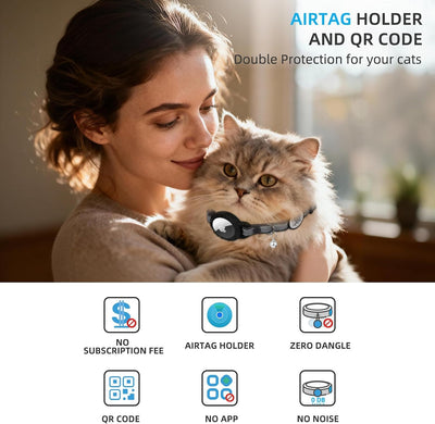 Collar gato con Airtag QR soporte reflectante duradero