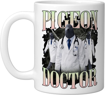 Taza cerámica Pigeon Doctor Avian Medical Team con diseño de pájaro blanco