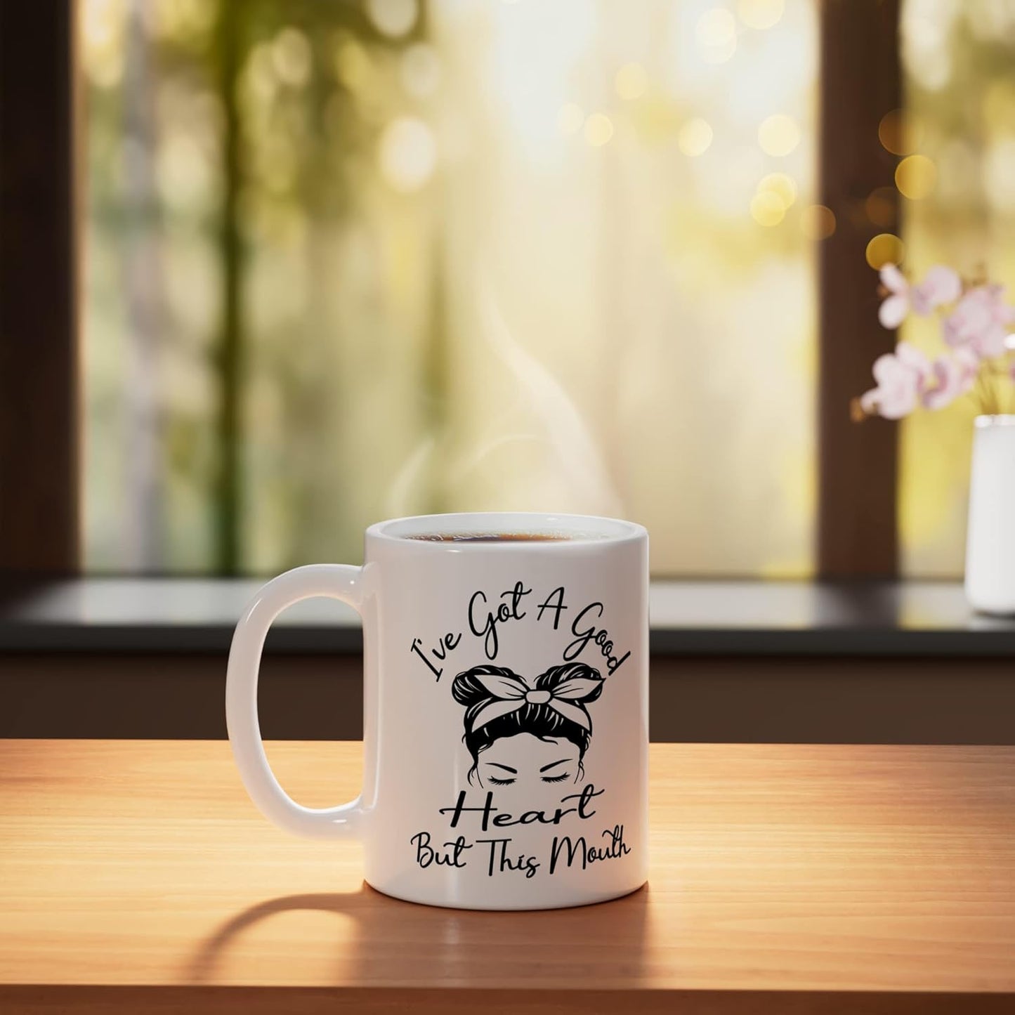 Taza de cerámica para boca desordenada madre blanco
