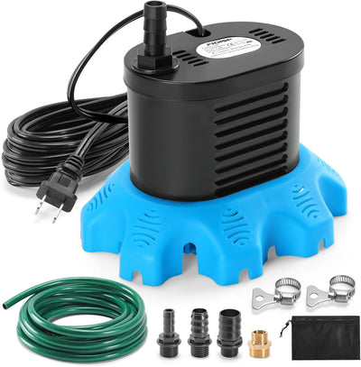 Bomba cubierta piscina 850 GPH 4 adaptadores manguera 23pulg