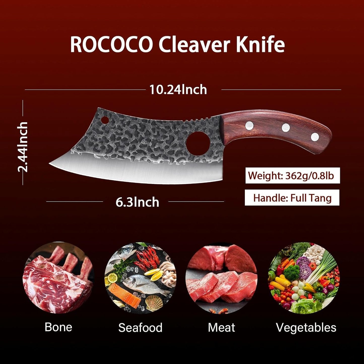 Cuchillo Ulu set 3 pzas para cortar carne y frutas