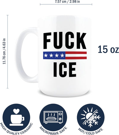 Taza de café política Fuck ICE cerámica 15 oz regalo FDT