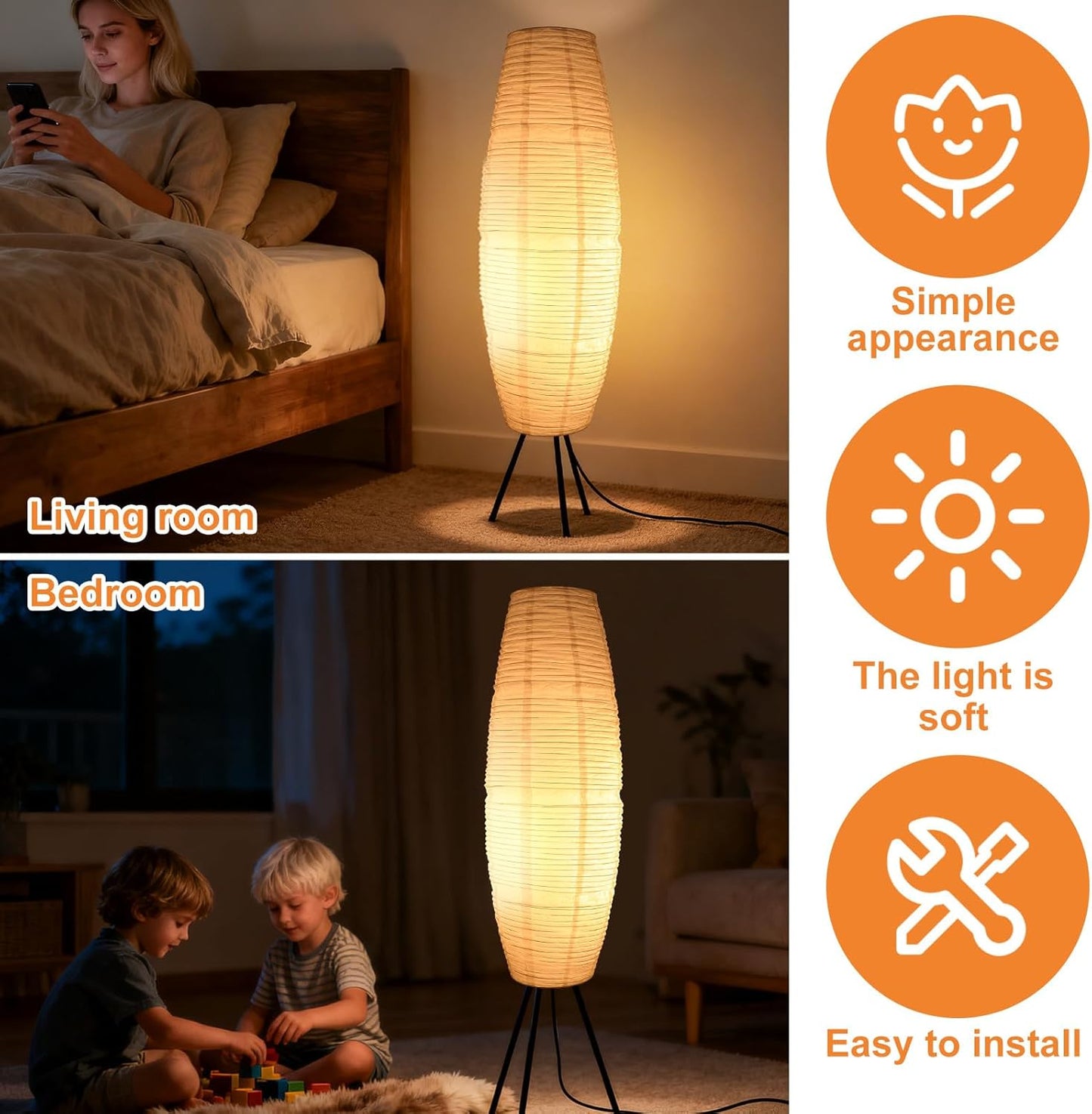 Pantalla plegable para lámpara de pie dormitorio sala