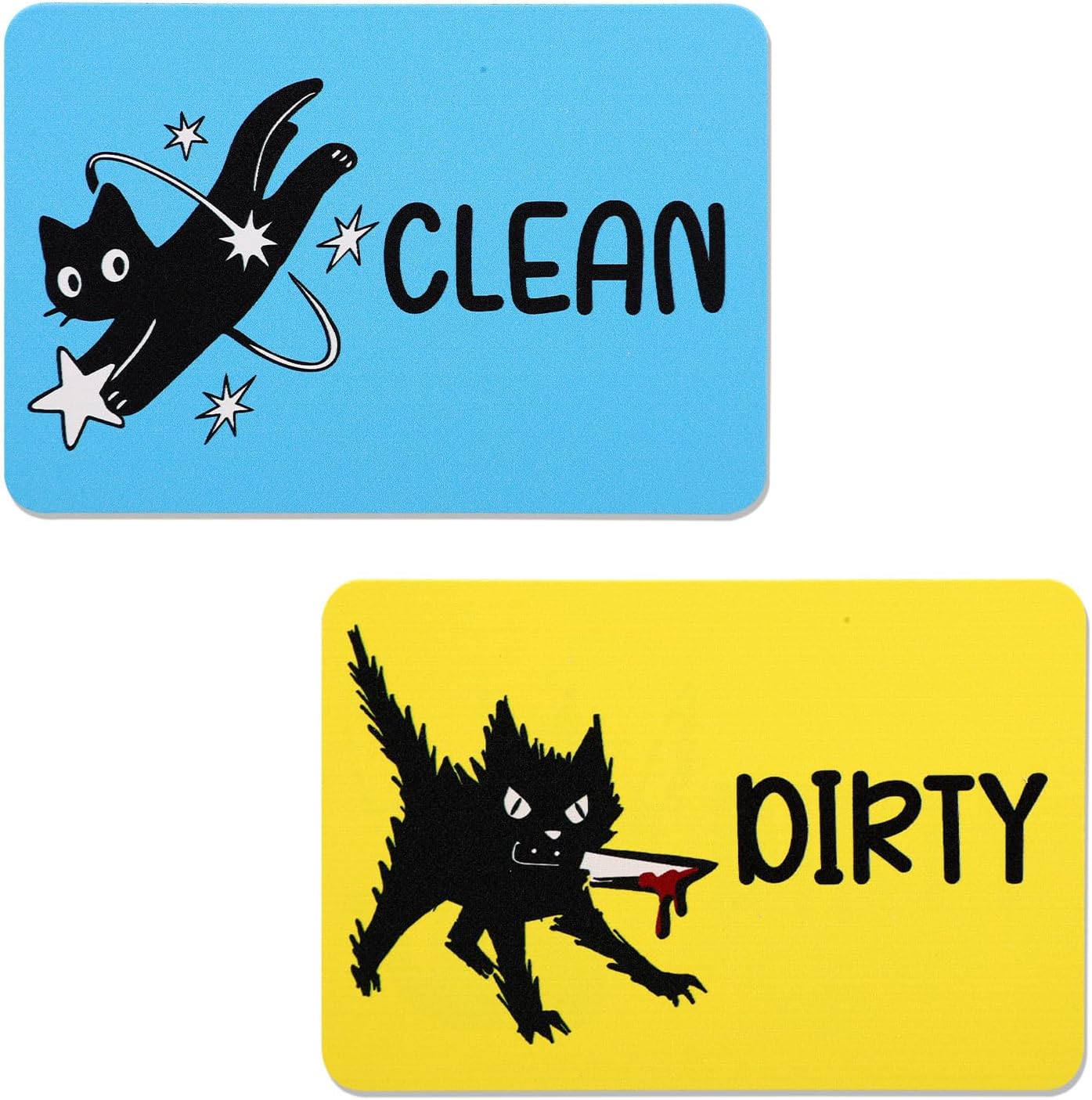 2 imanes para lavavajillas Black Cat Clean Dirty cuadrados para cocina y servicio