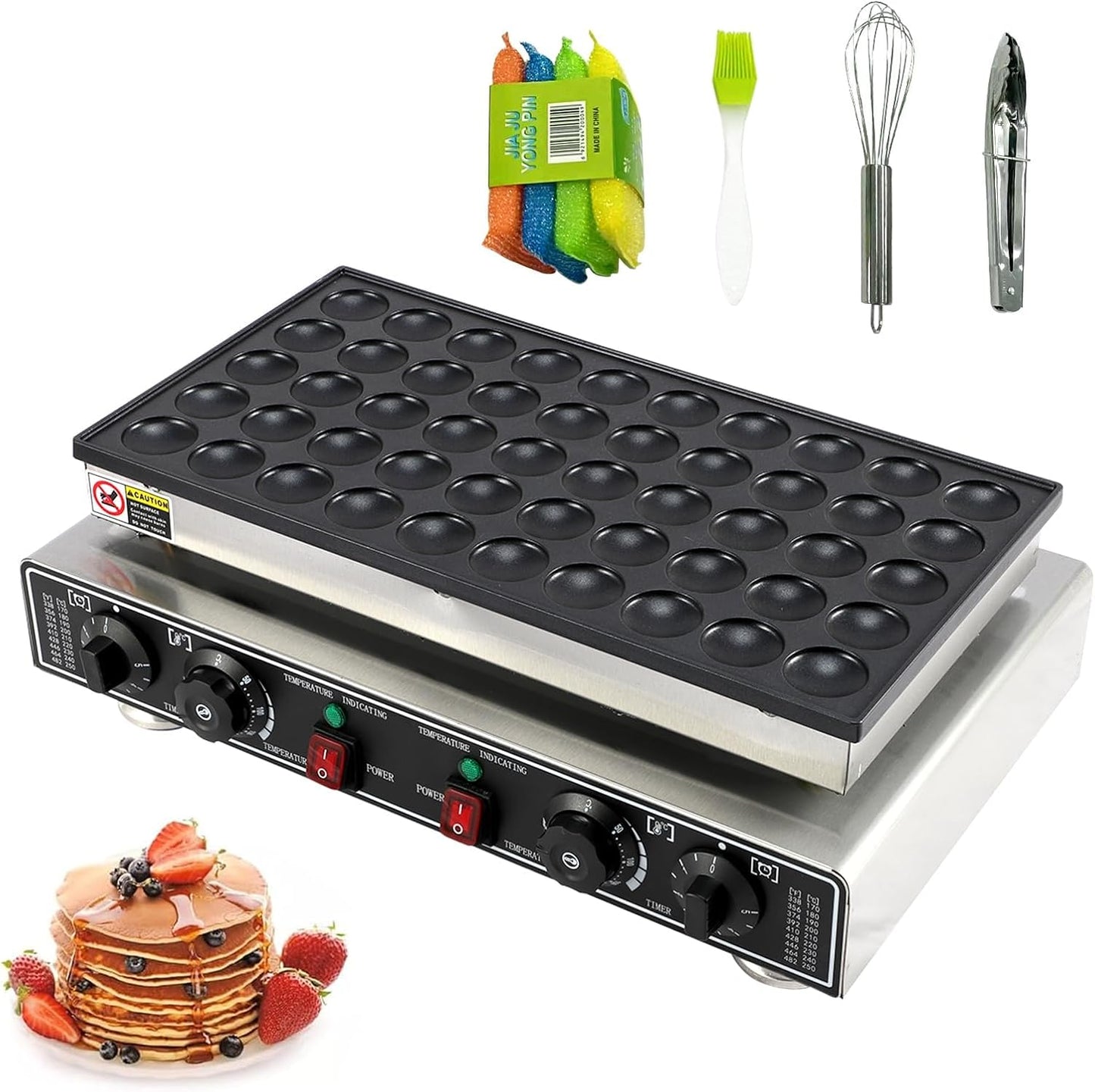 Máquina de panqueques mini acero inox 1800W control temperatura