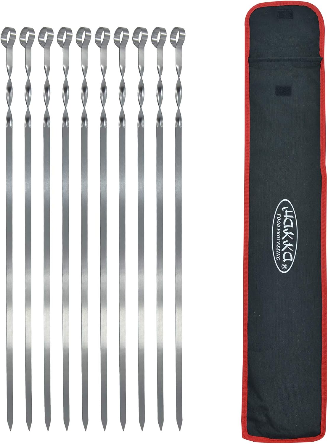 Brochetas acero inox 23.6pulg reutilizables juego 10