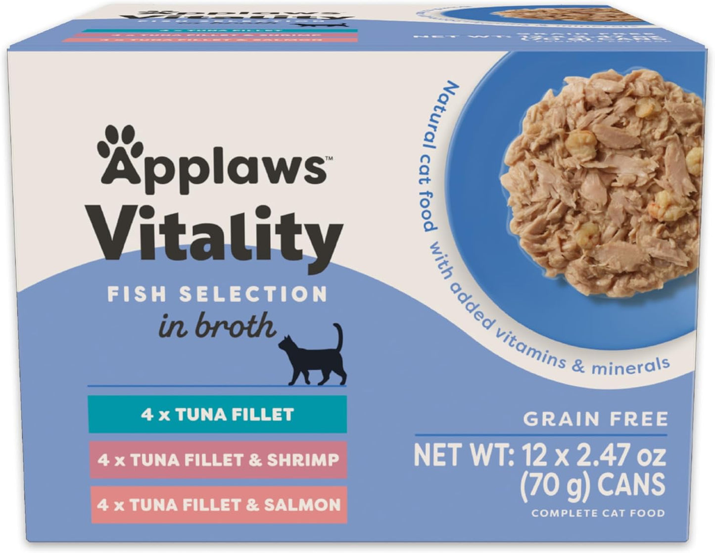 Comida húmeda para gatos en caldo sin granos con pescado