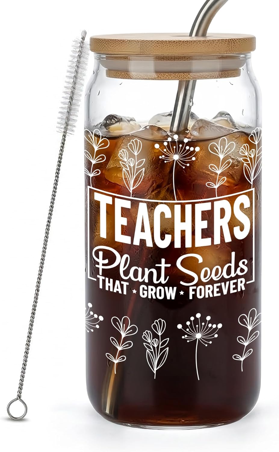 Vaso de 16 oz con tapa y pajita, regalo para profesoras de preescolar