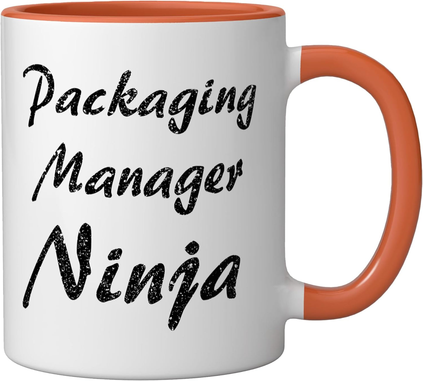 Taza cerámica diseño trabajo color naranja/blanco