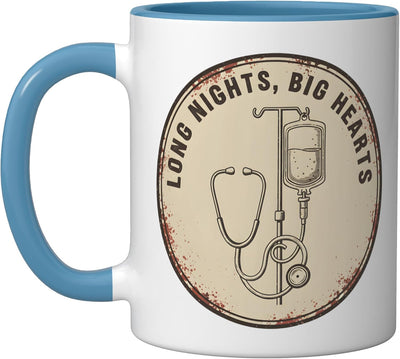 Taza Cerámica Nurse Humor Big Hearts Azul/Blanco