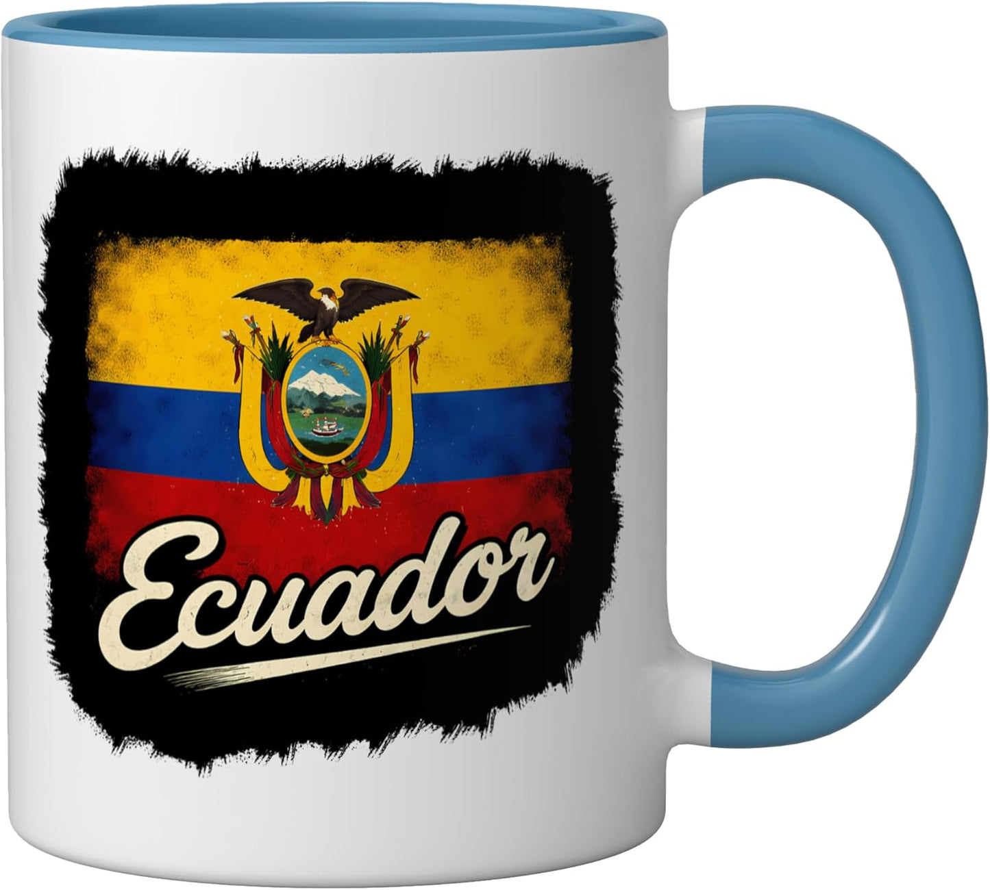Taza cerámica bandera del Ecuador azul/blanco