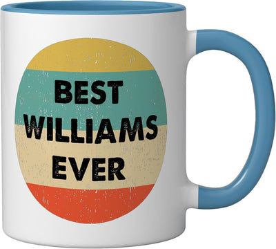 Taza de cerámica Williams Name color azul y blanco