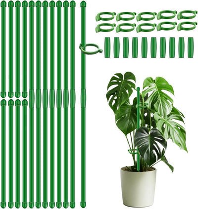 20 Estacas Soporte Plantas 17pulg 3-5pies con Clips