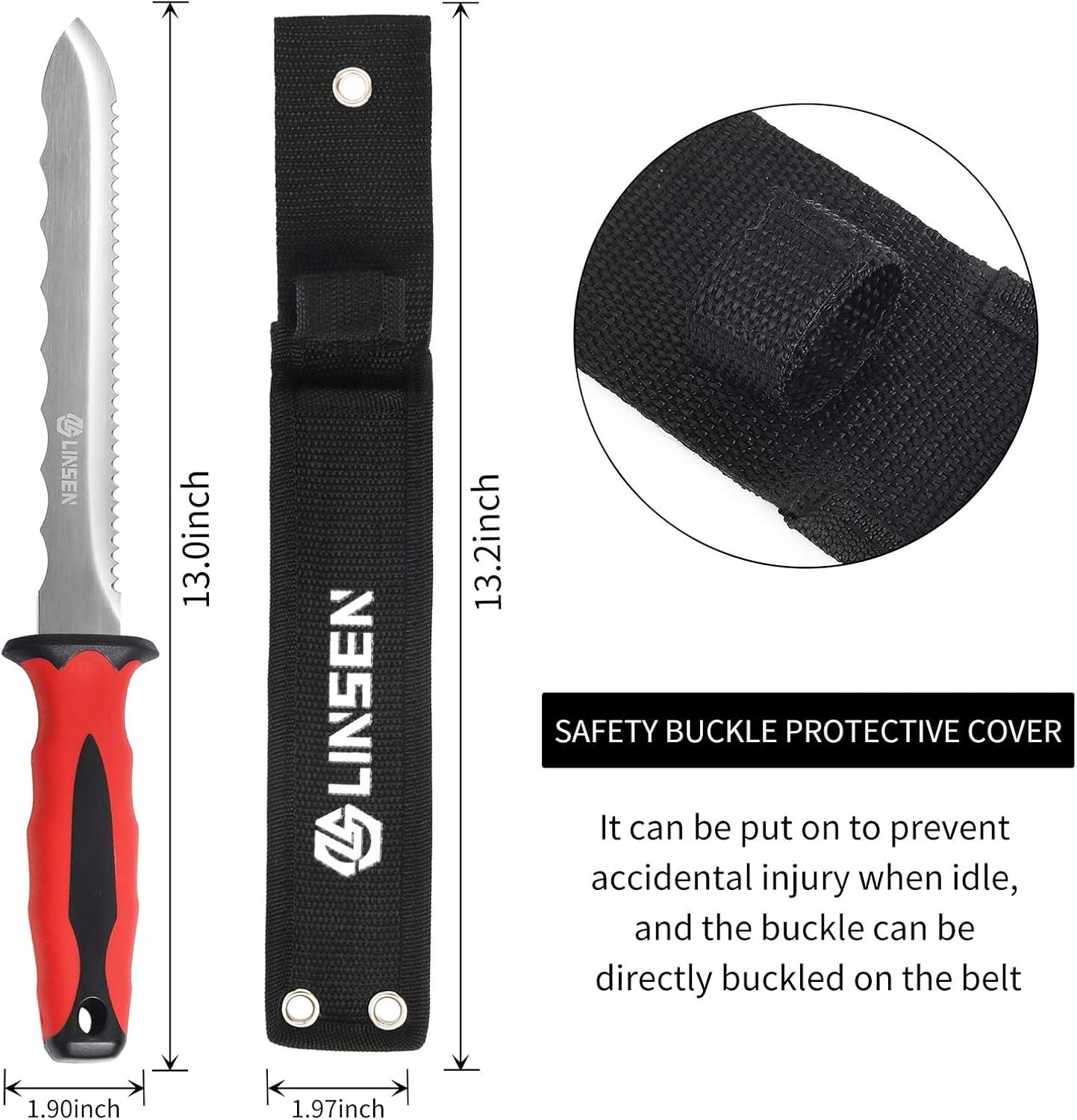 Cuchillo jardín acero inox hoja 7.8 rojo mediano