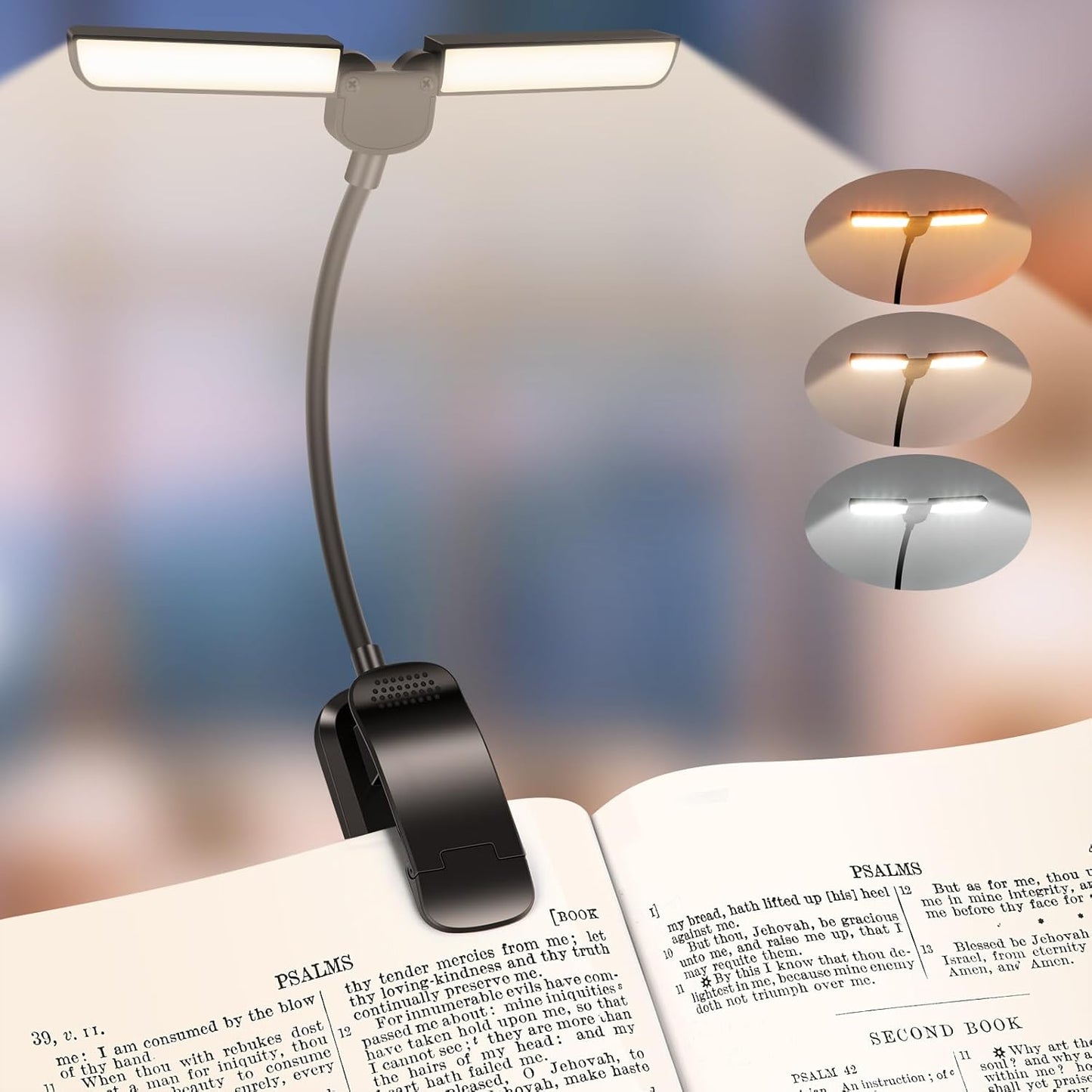 Luz libro recargable 18 LED con 3 temperaturas y atenuación