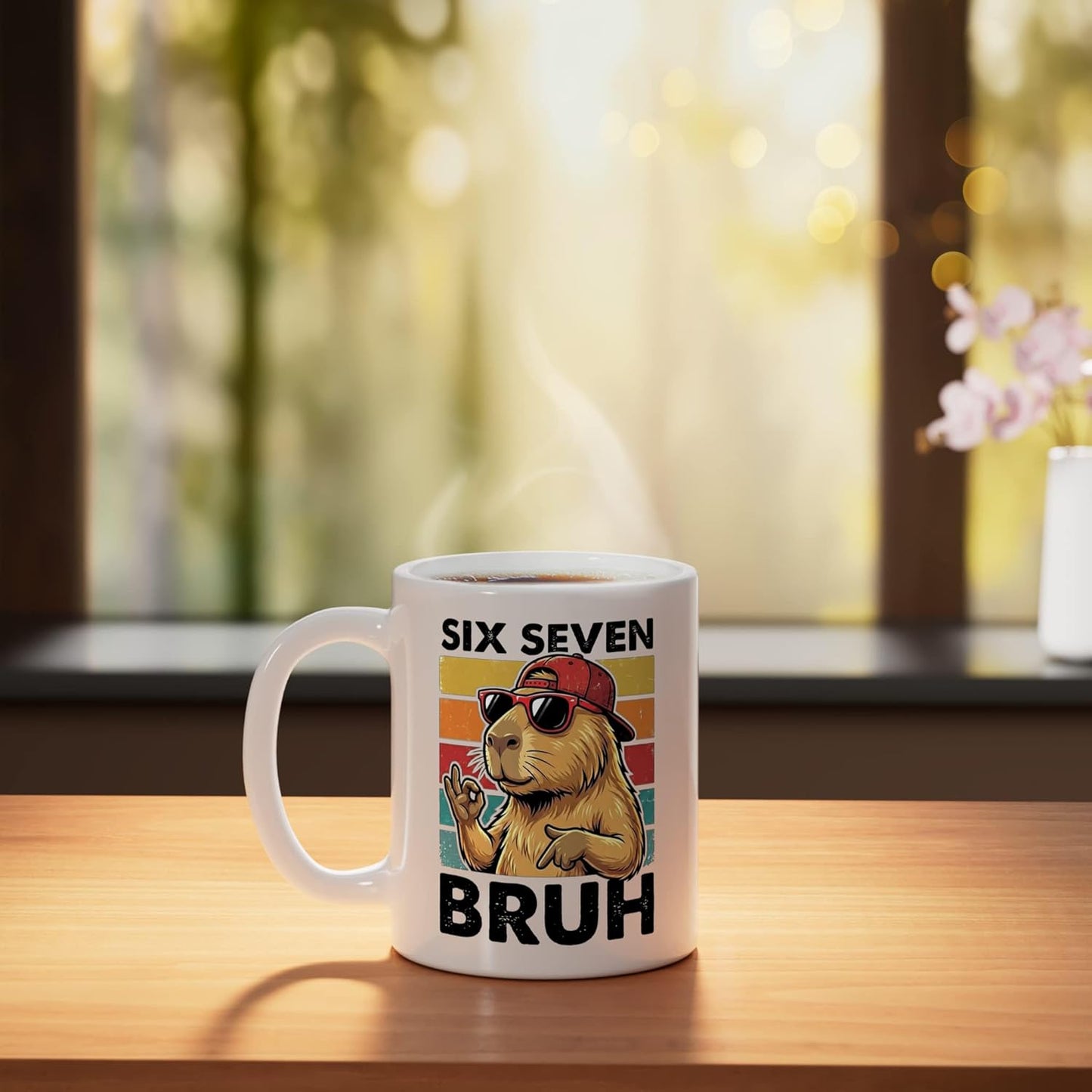 Mug cerámico capibara meme retro blanco
