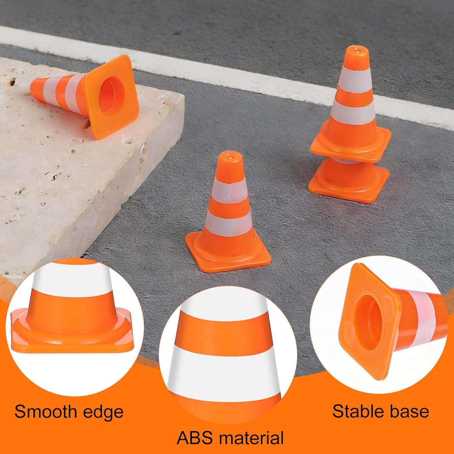 50 Mini Conos Tráfico Naranja Plástico Juguete