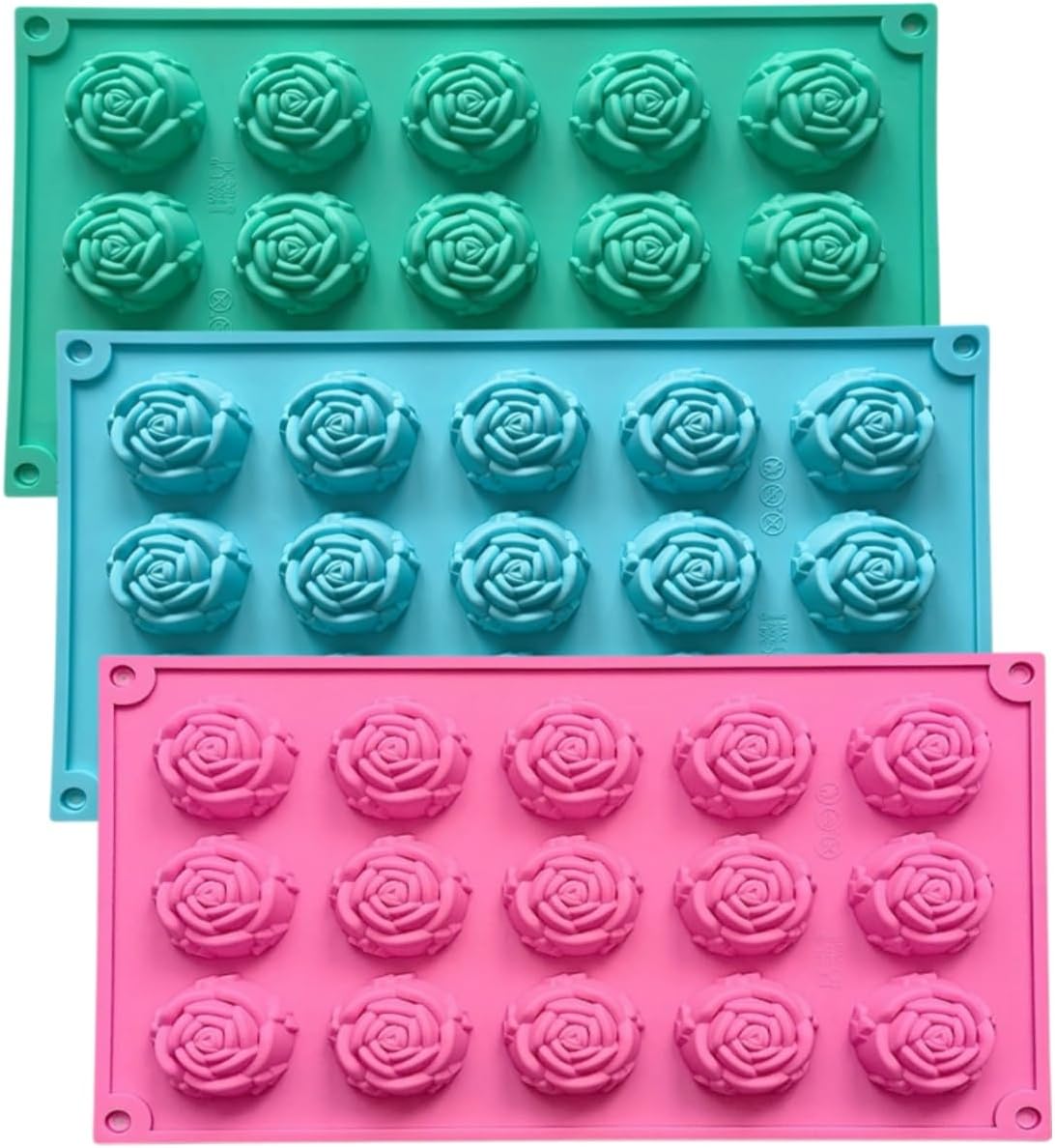 Set 3 moldes silicona flexible reutiliz. para chocolate dulces