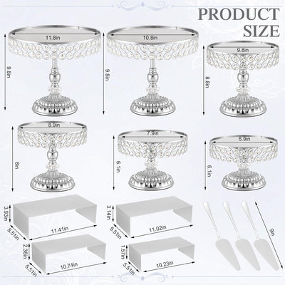 Juego de 13 soportes plateados para tartas vintage con bandejas para cupcakes