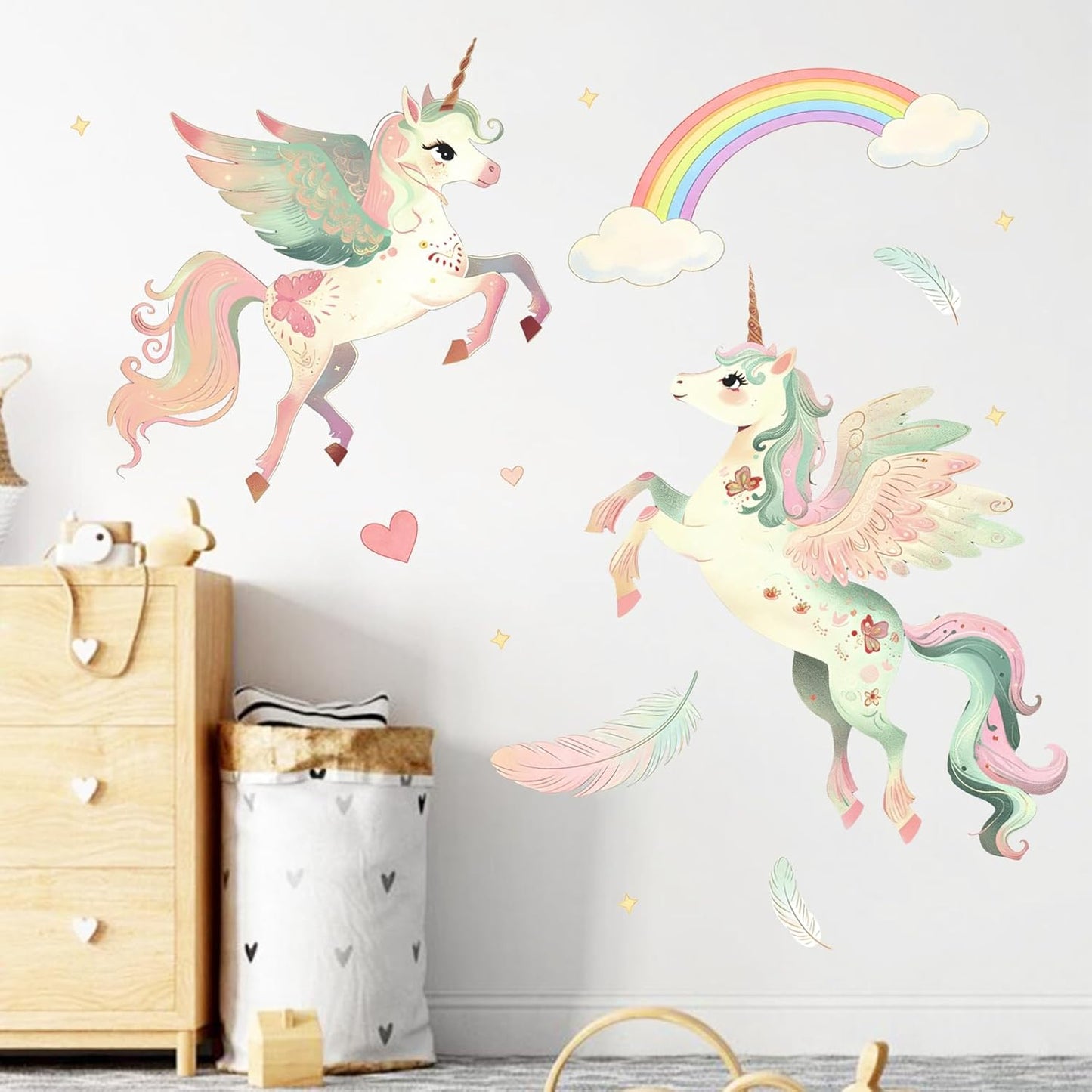Adhesivos unicornio para pared cuarto bebé niña decoración