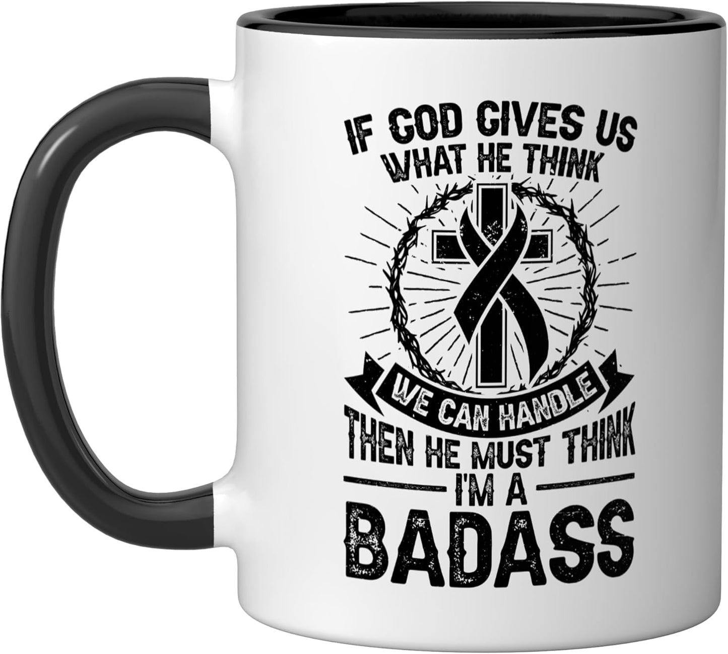 Taza cerámica para recuperación post-ictus negra/blanca