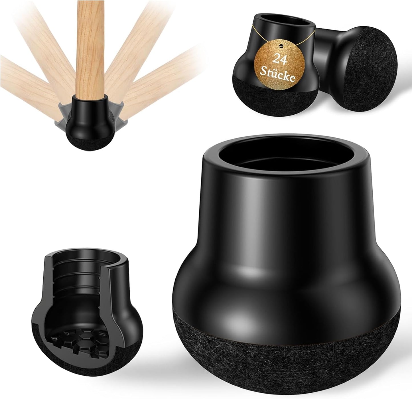 Protectores suelo para patas silla 24 pzas fieltro