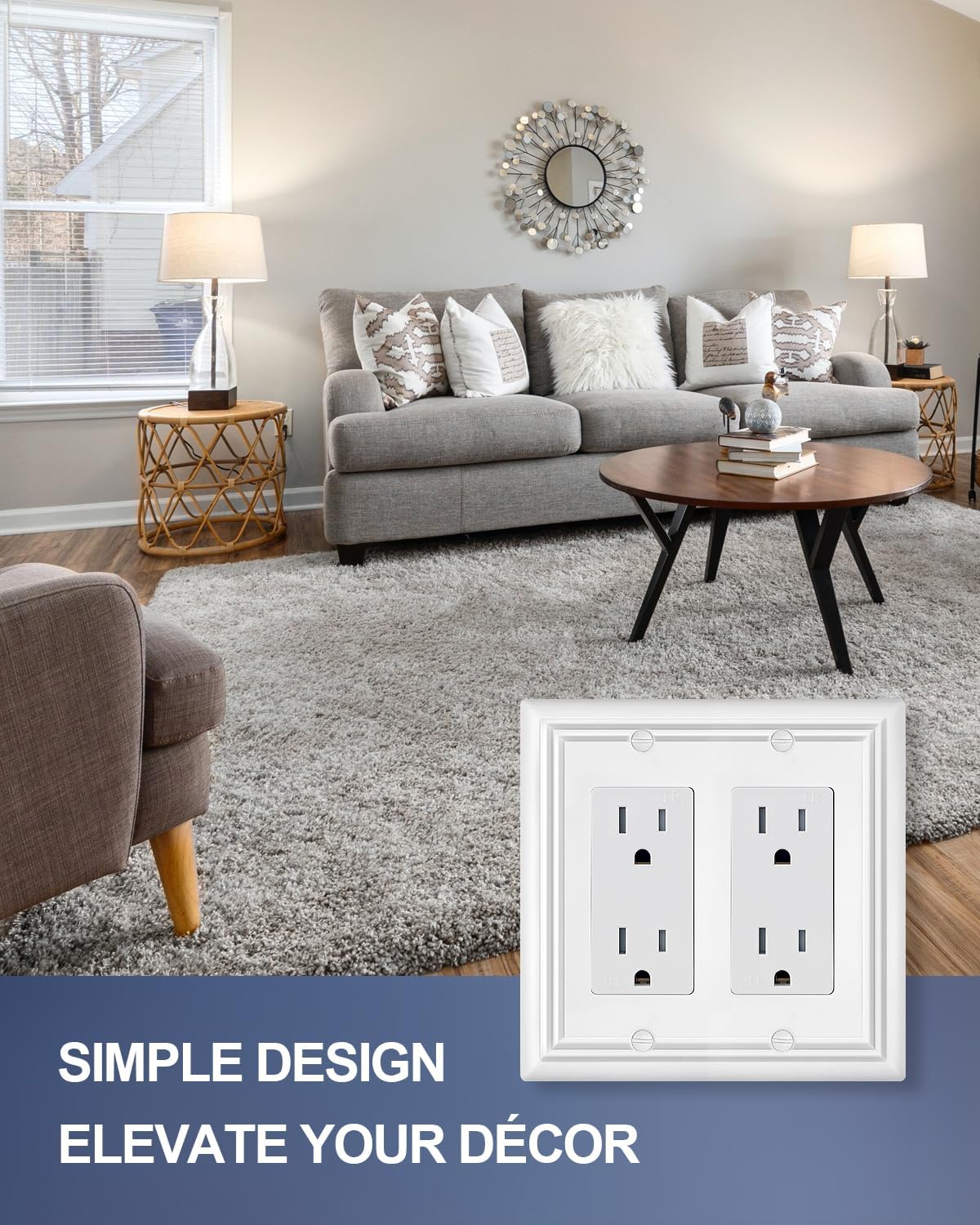 Placas decorativas para interruptores y enchufes blanco puro set 2