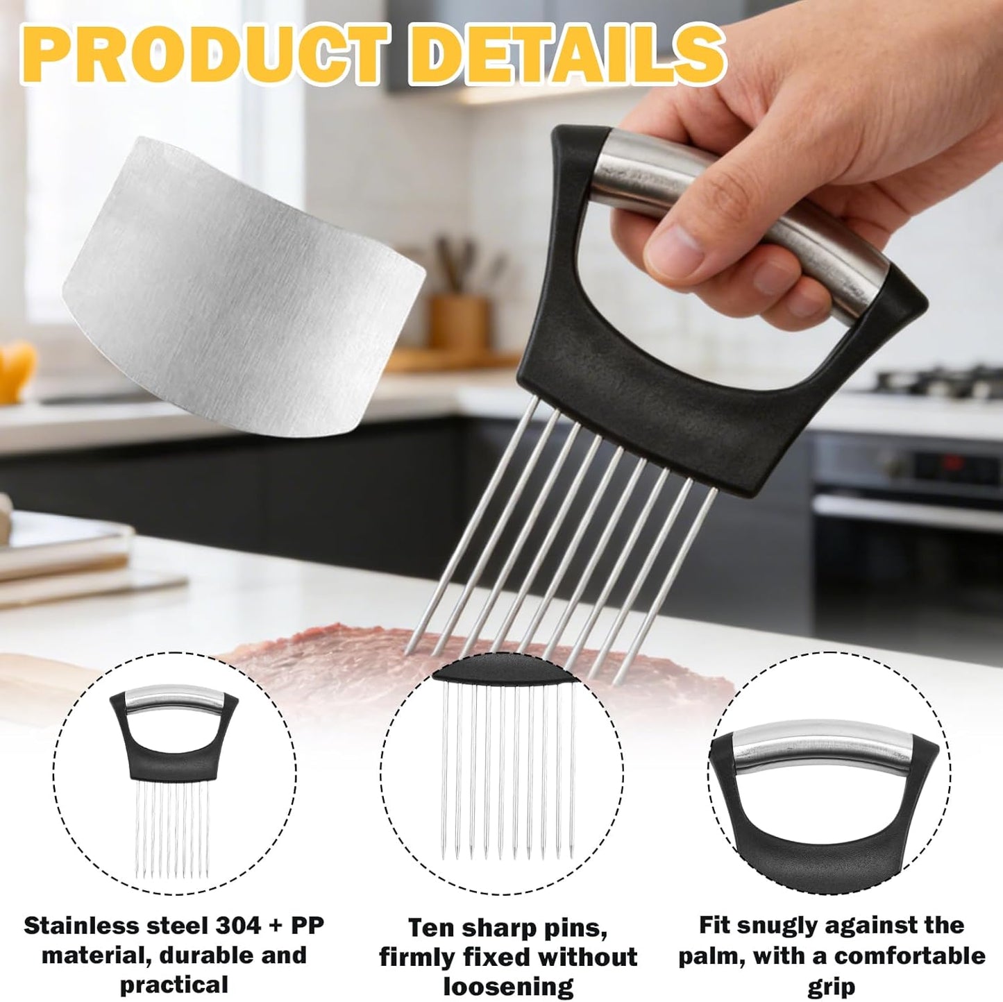 2 Pack Protectores Dedos Acero Inox 304 para Cortar Alimentos
