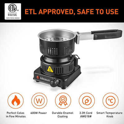 Quemador carbón cachimba eléctrico multiusos ETL acero inox 304