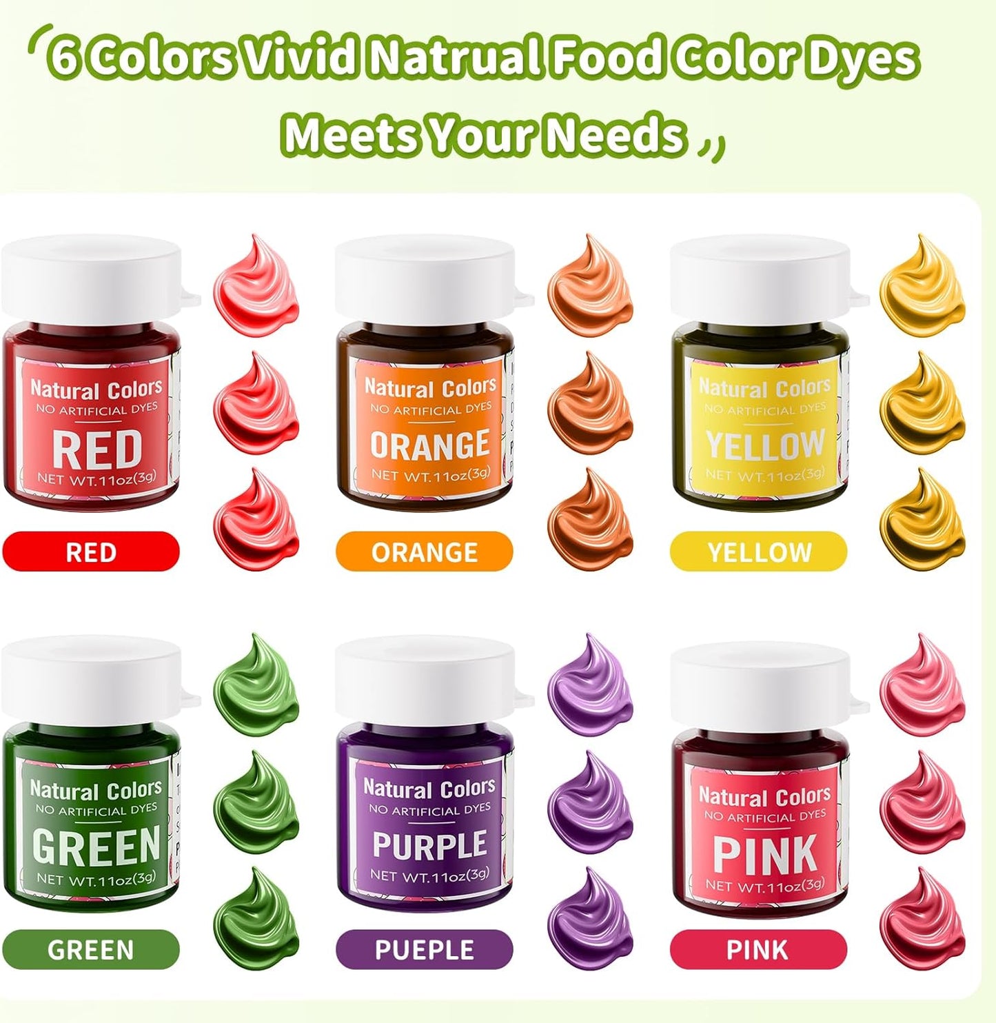 Juego de polvos naturales para colorantes alimenticios 6 colores sin tintes artificiales