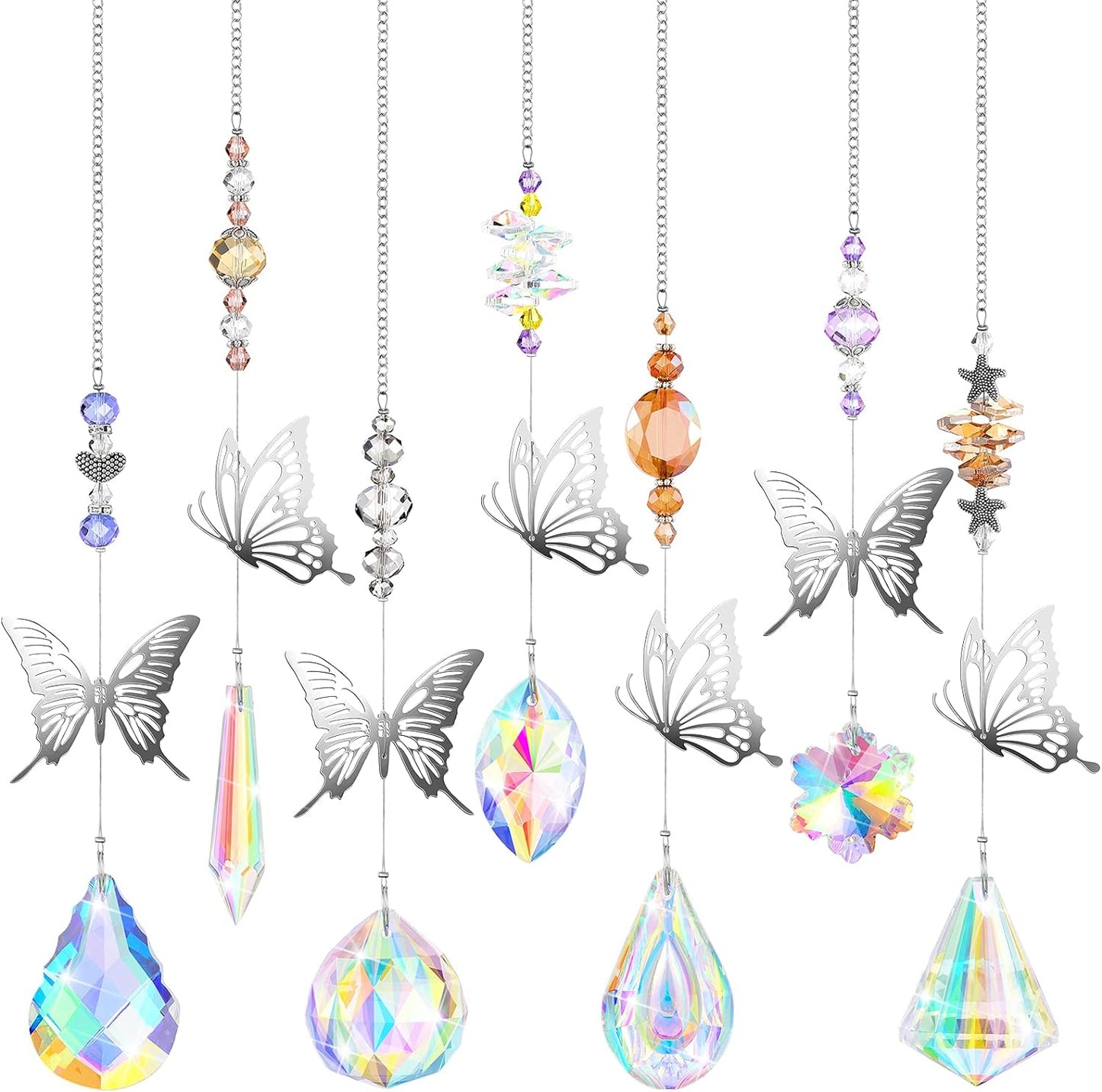 7 Pzas Atrapasoles Prisma Cristal Colores Arcoíris Colgante